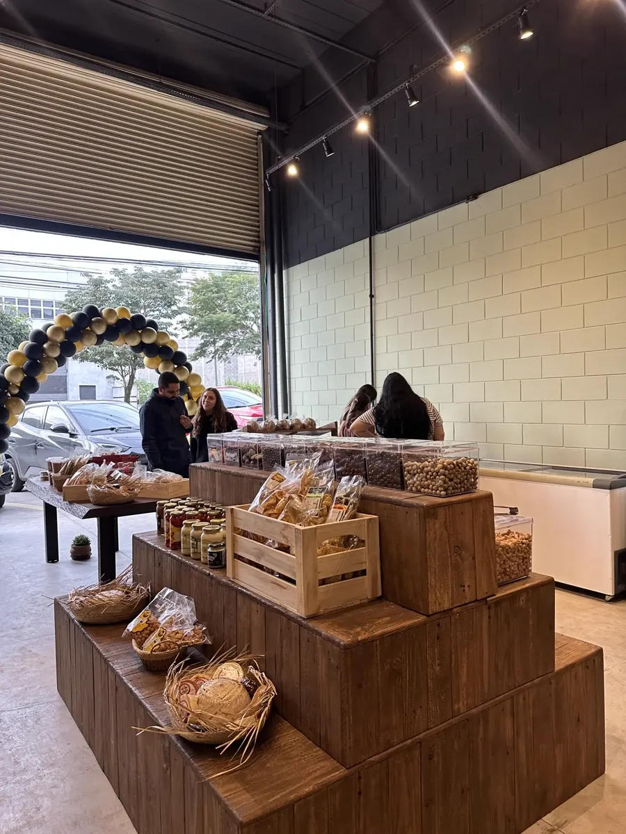 Mesa de pães e produtos